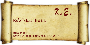 Kádas Edit névjegykártya