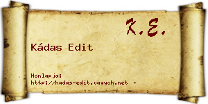 Kádas Edit névjegykártya